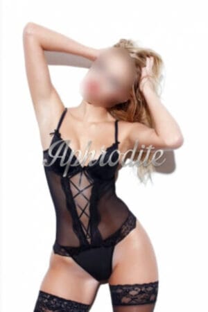 welsh blonde Newport escort in black underwear