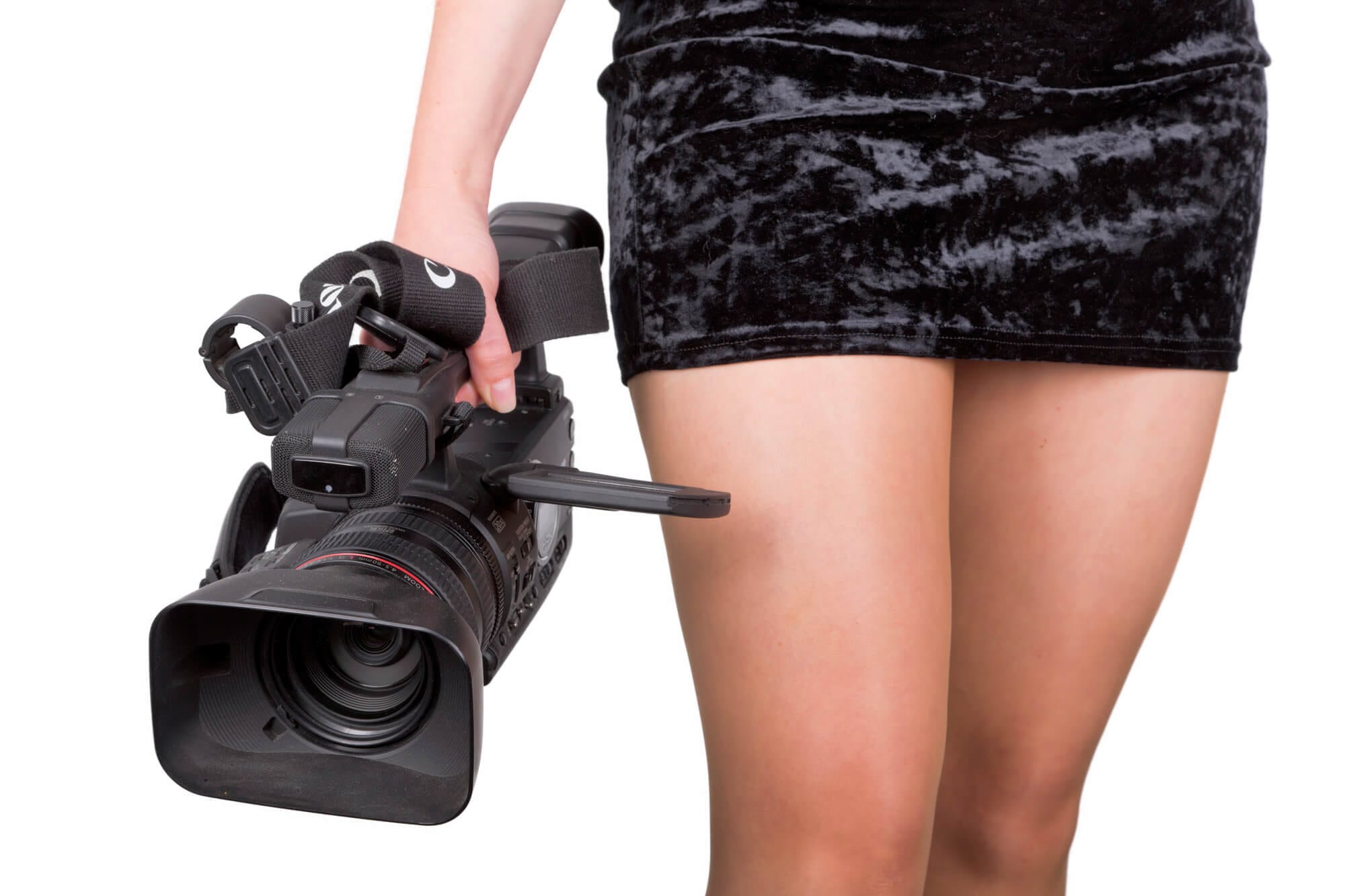woman holding film camera