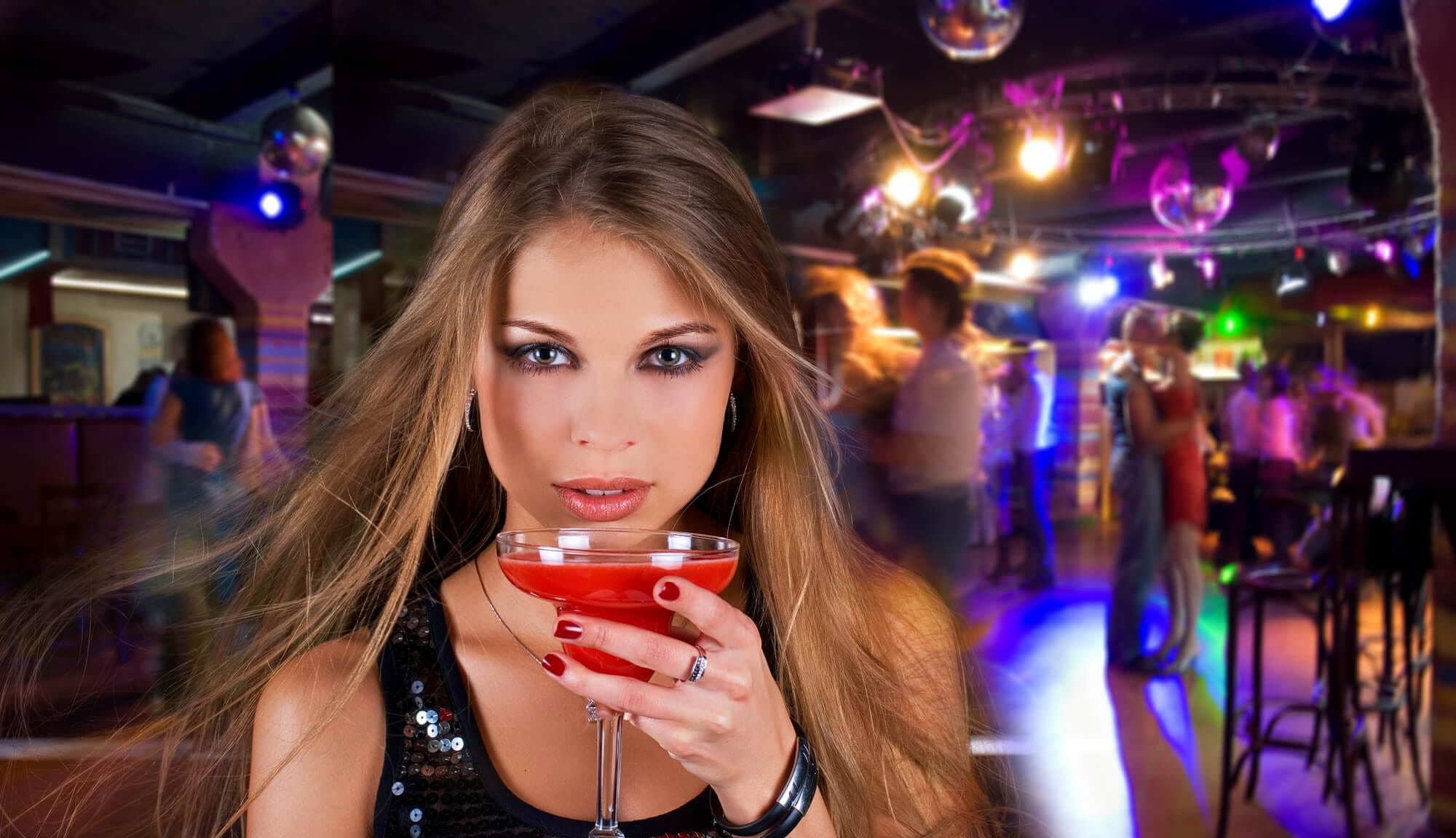 Sexy chick drinking a cocktail