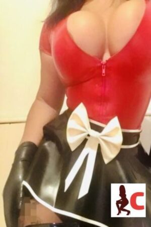 Aberdeen escort in black and red latex