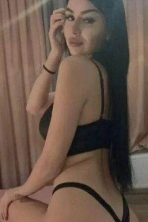 dark haired Bristol companion in black thong