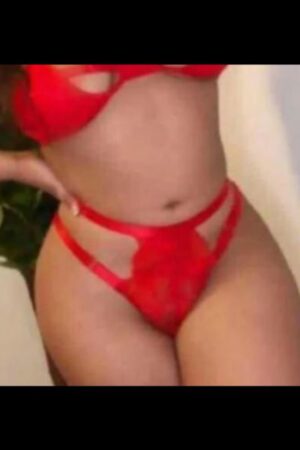 Brunette Fife escort om red lingerie