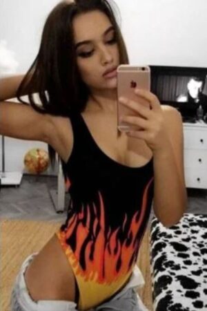 young fit Aberdeen escort in flame leotard