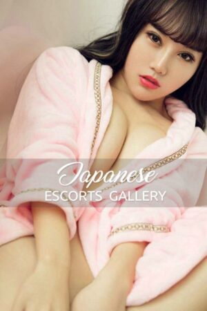 Yamy Japanese London Escort in a pink robe