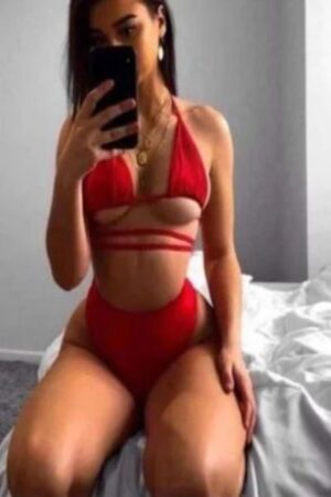 Maya Doncaster Party Girl in red lingerie