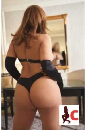 Mature Brunette Belfast Escort in black thong