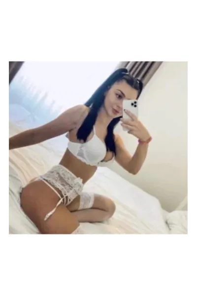 Luiza Gosport Escort taking a selfie in white lingerie