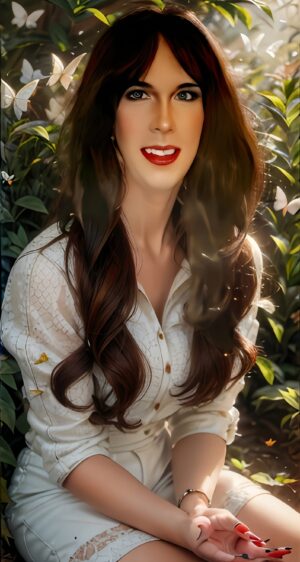 Claire TV escort in a white shirt