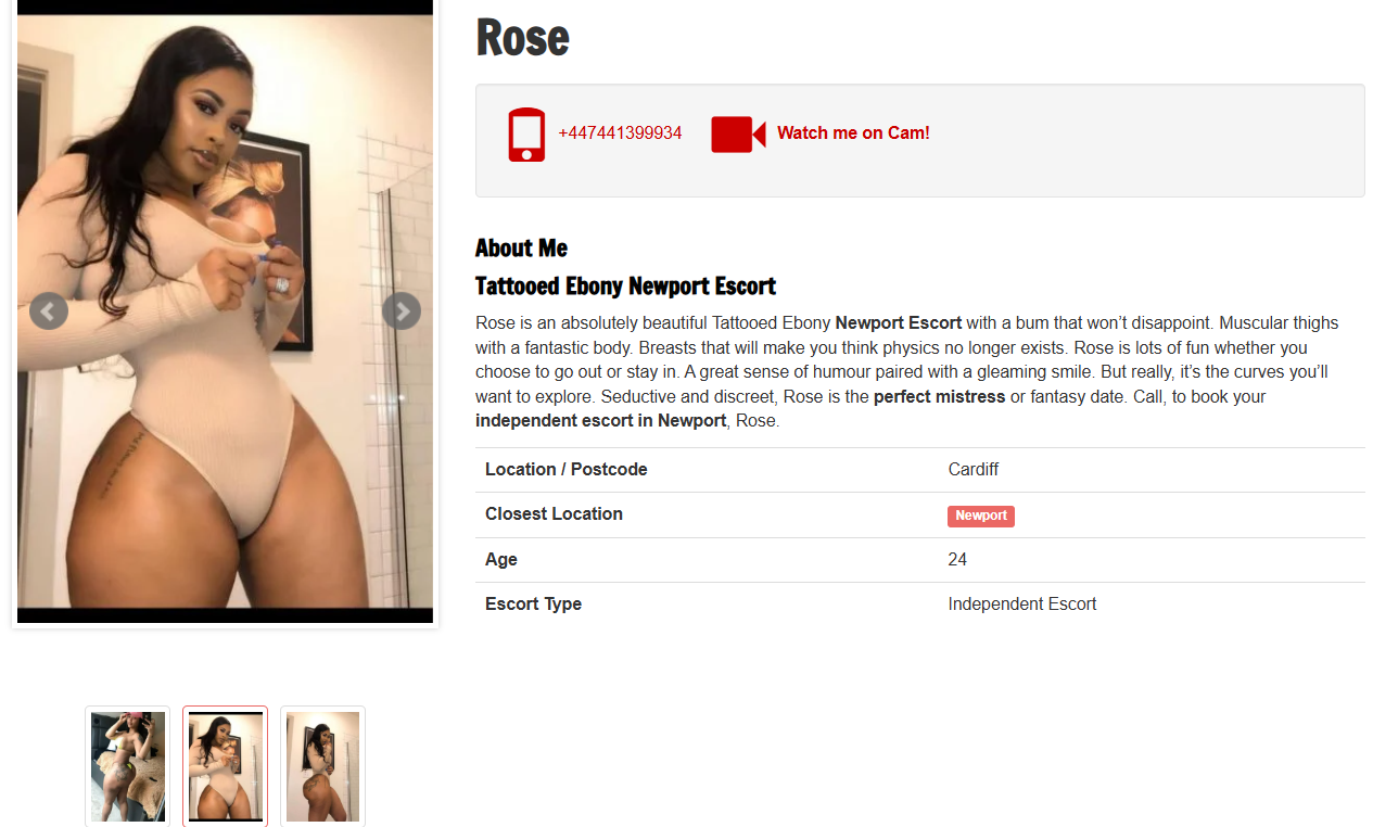 Rose - Ebony Newport Escort