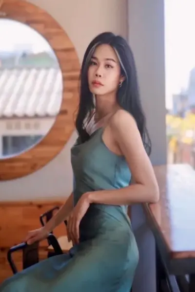 Sexy Ladyboy in a green dress