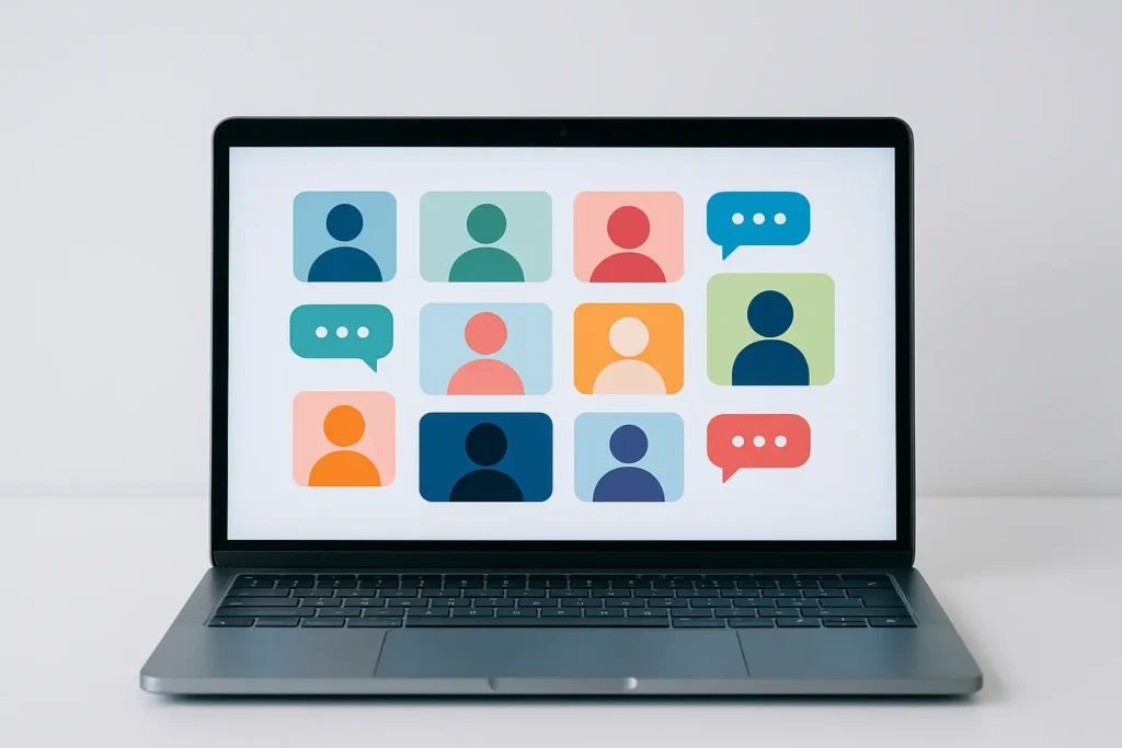 Laptop with chat windows