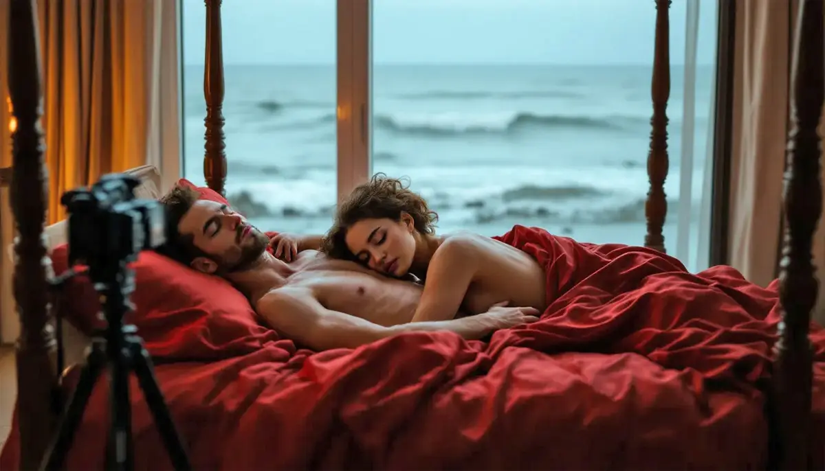 A couple sleeping in bed