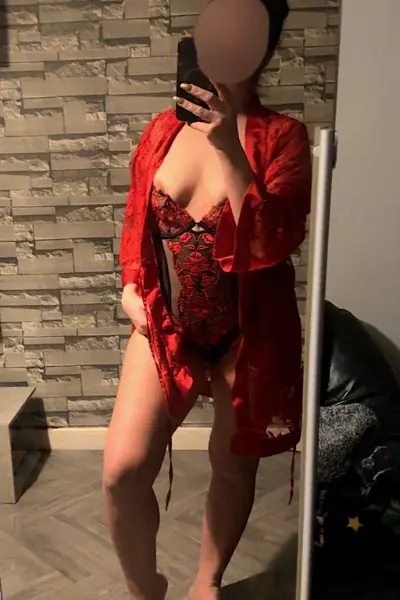Birmingham Escort in red lingerie