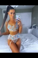 Brunette Swindon Escort in floral underwear