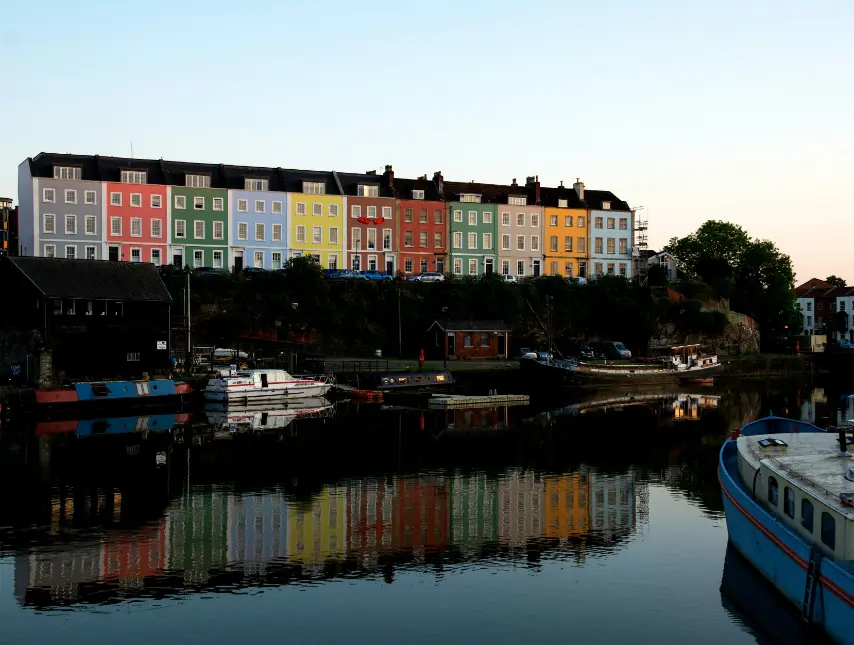 Colourful houses and waters of Bristol